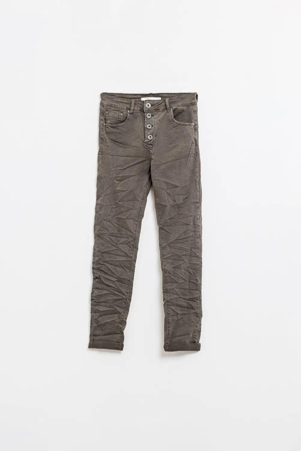 Q2 Exposed buttons skinny jeans in gray