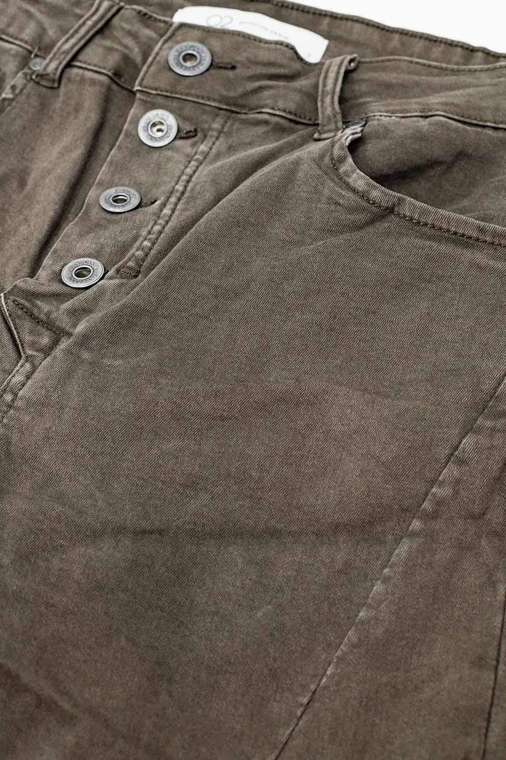 Exposed buttons skinny jeans in gray - Pants