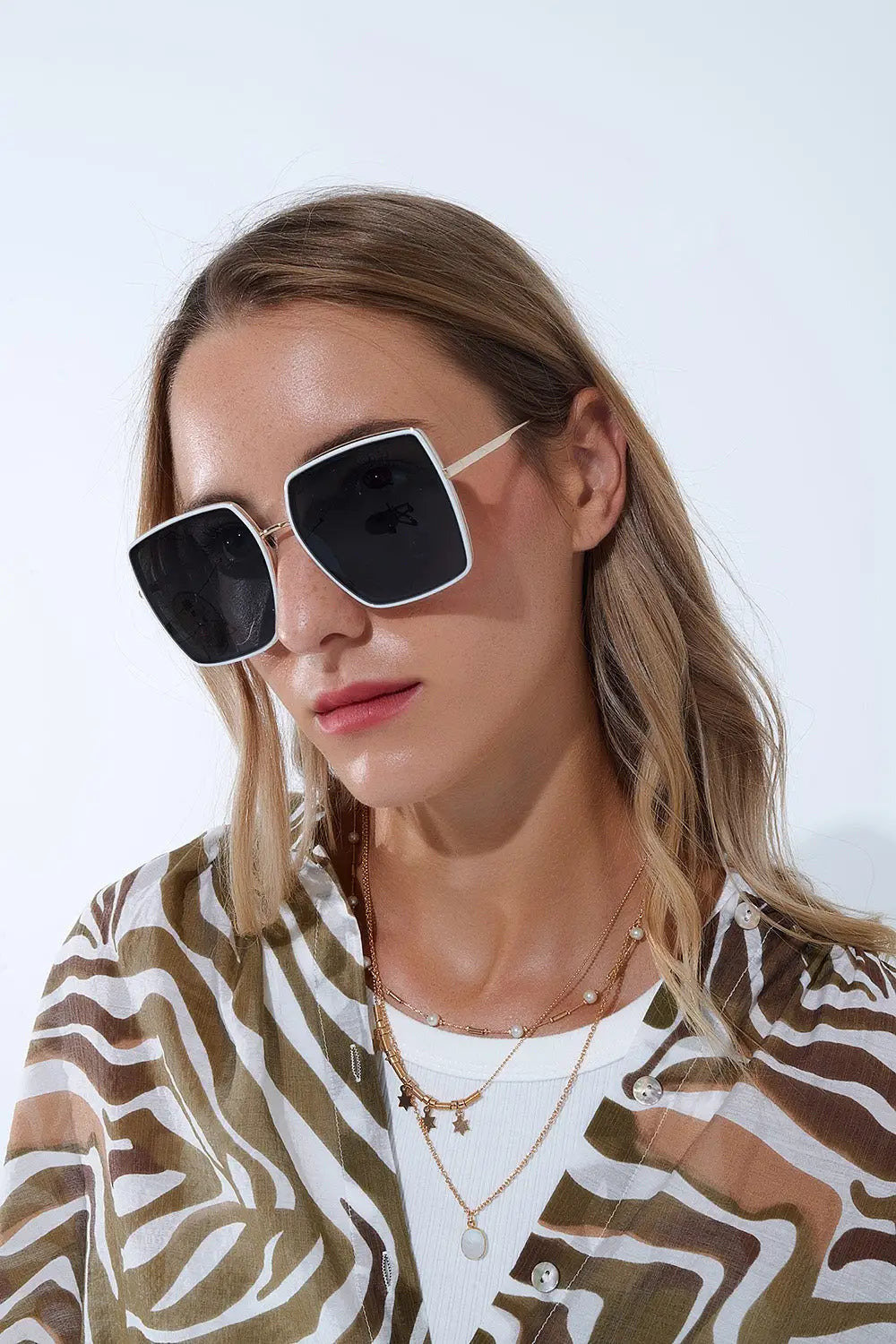 Extra Large Square Sunglasses in White - One Size / White