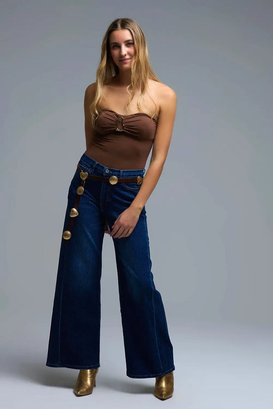 Extra Wide Leg Jeans in Dark Wash - Jeans
