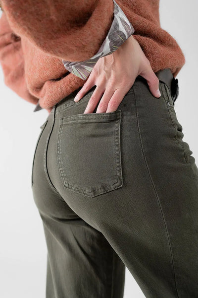 Extra wide leg Pants in olive green color - Pants