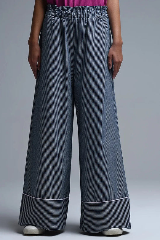 Q2 Extra Wide Leg Striped Palazzo Pants