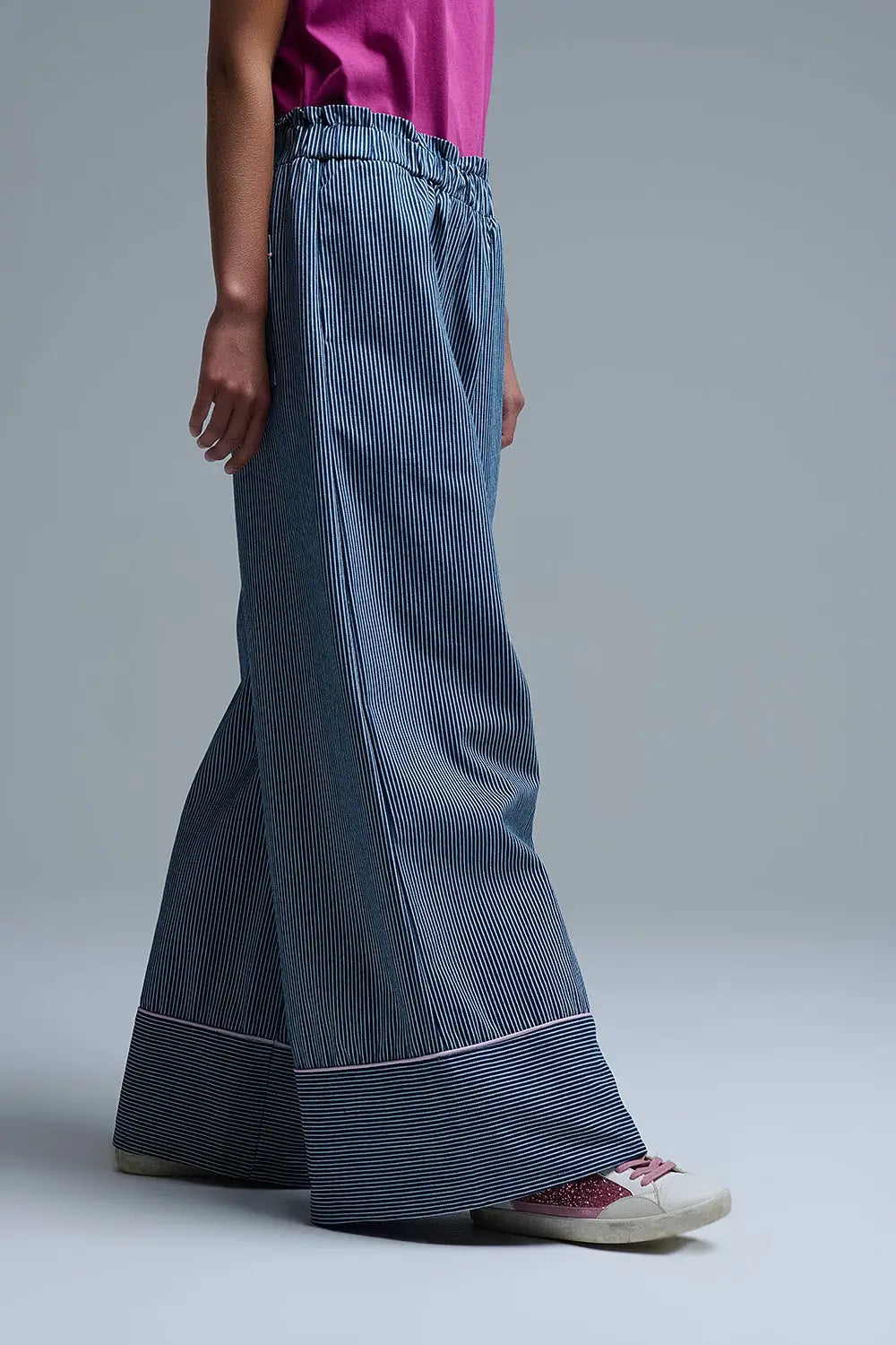 Extra Wide Leg Striped Palazzo Pants - Pants