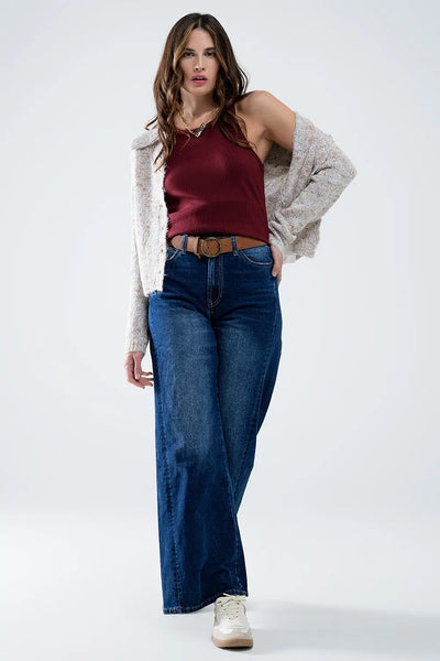 Extra wide leg washed denim with side seam - Jeans