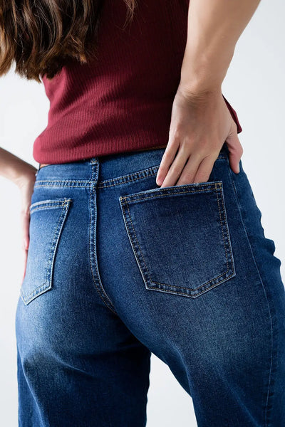 Extra wide leg washed denim with side seam - Jeans