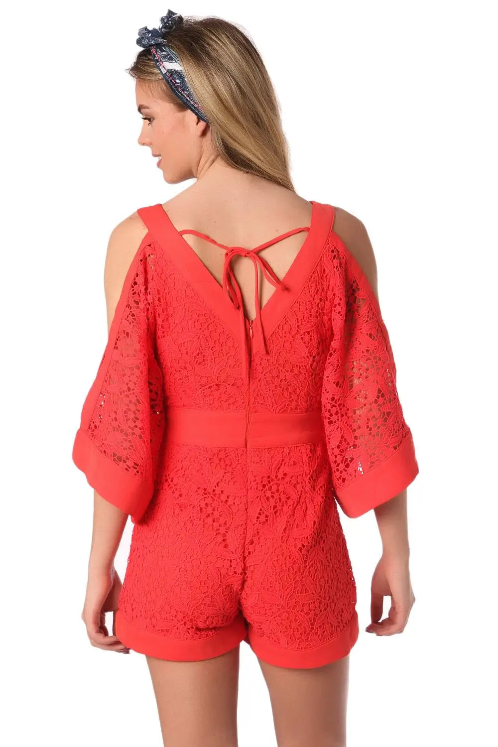 Eyelash - Combishort en dentelle à épaules dénudées - Orange - Vestidos