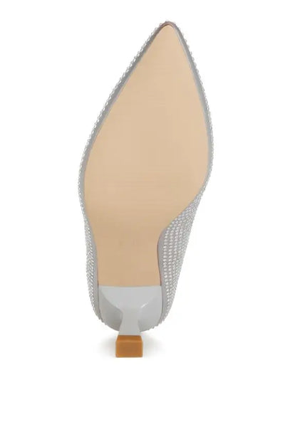 Dinah Rhinestones Embellished Kitten Heel Pumps