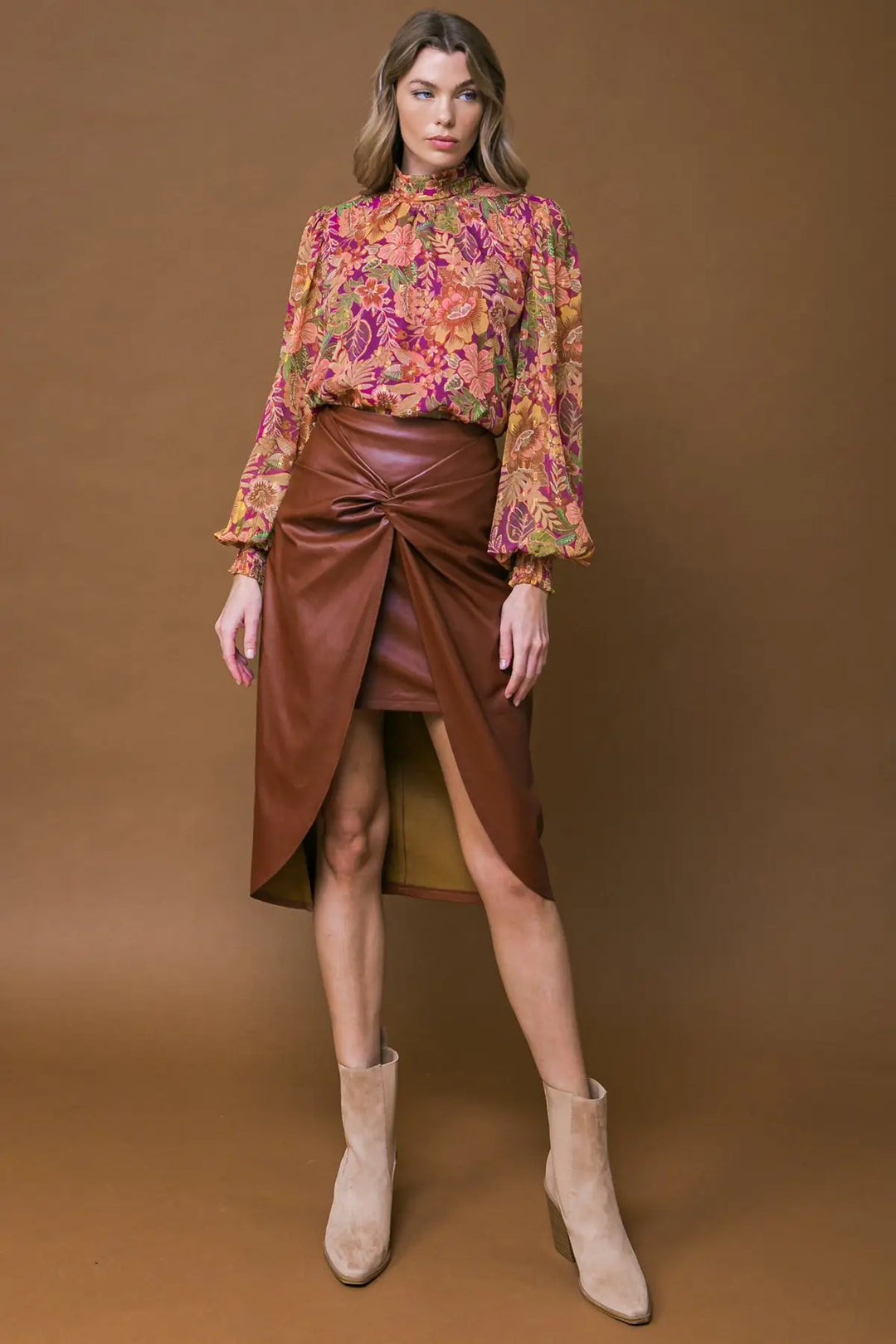 CHOOSE US LEATHER MIDI SKIRT - SKIRTS