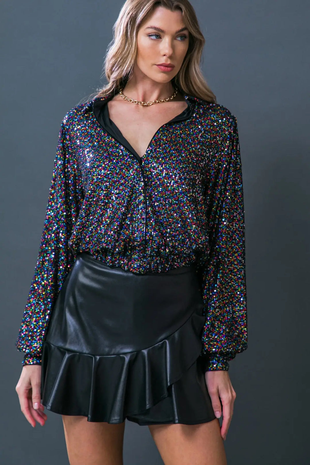FREEDOM CALLS SEQUIN TOP - BLACK MULTI / S - TOPS