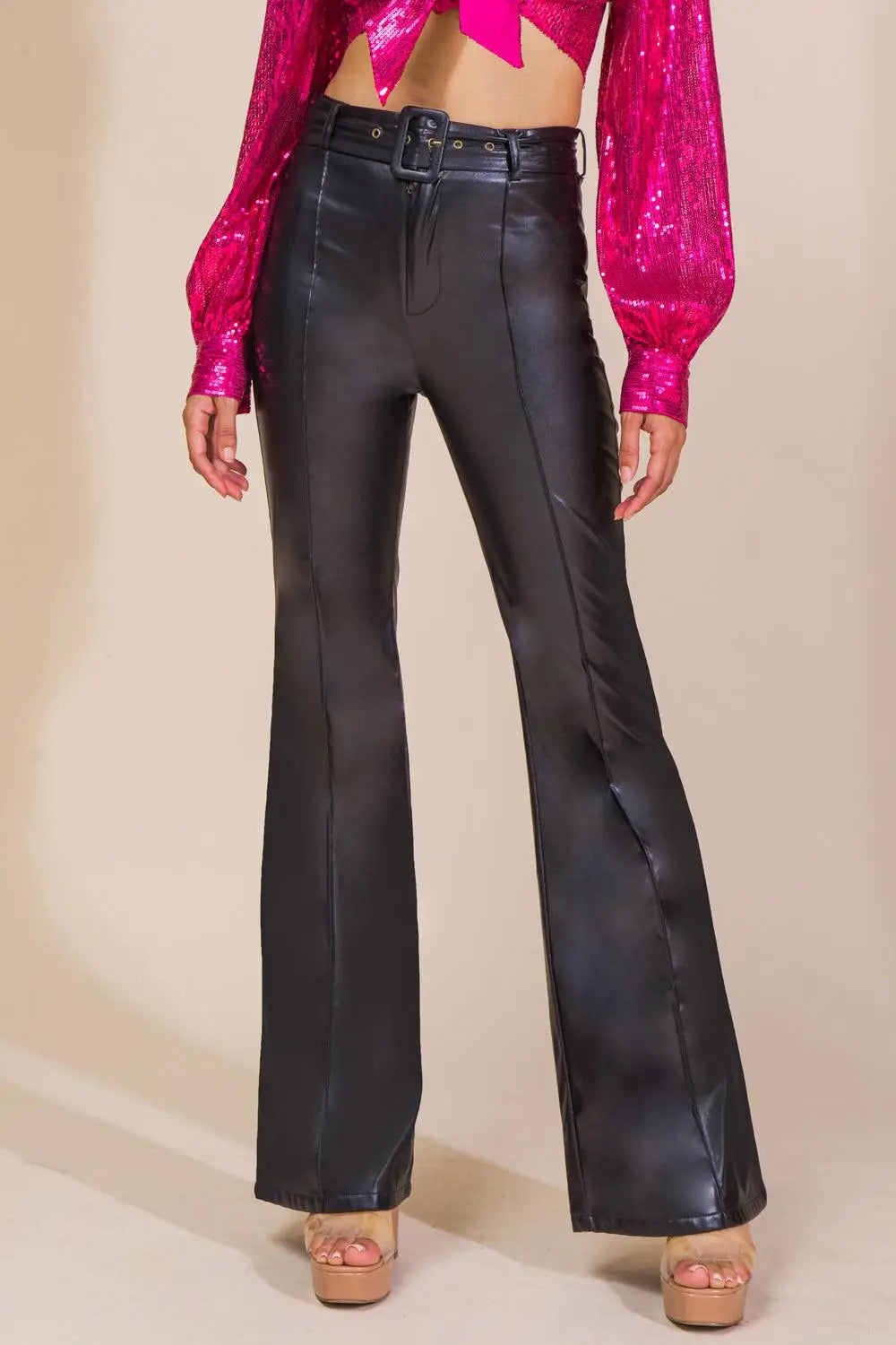 HOPE YOU KNOW FAUX LEATHER PANTS - BLACK / S - PANTS