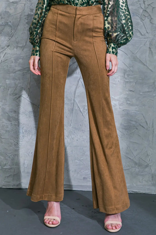 BREEZY BEAUTY SUEDE PANTS - CAMEL / S - PANTS