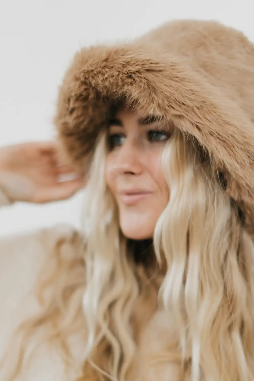 Faux Fur Flora Bucket Hat - Camel - Bucket Hat