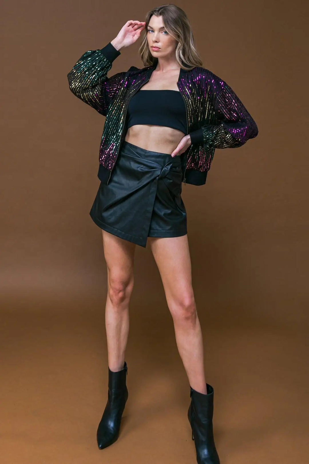 ENTERTAIN ME SEQUIN BOMBER JACKET - TOPS
