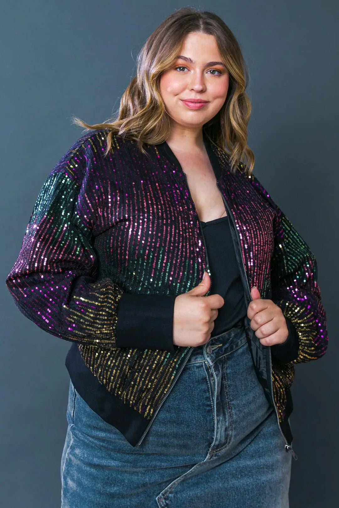 ENTERTAIN ME SEQUIN BOMBER JACKET - TOPS