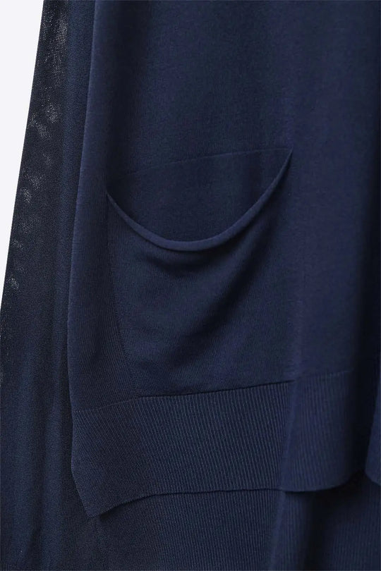 Fine Knit Cardigan with Front Pockets in navy - One Size / Blue