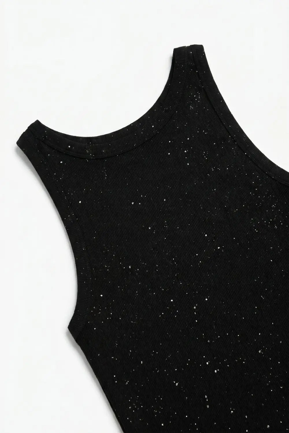 fine Knit Glitter Sleeveless Top in brown color - One Size / Brown