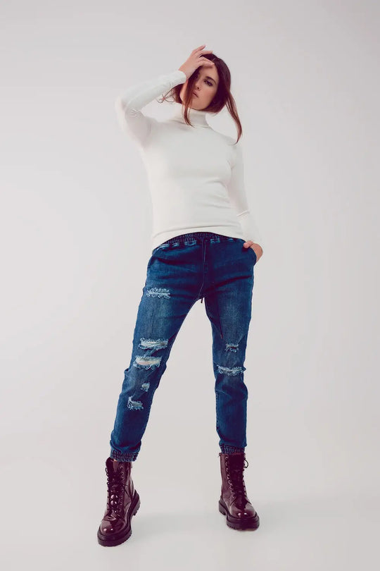 Fine knit high neck jumper in cream - Sweaters