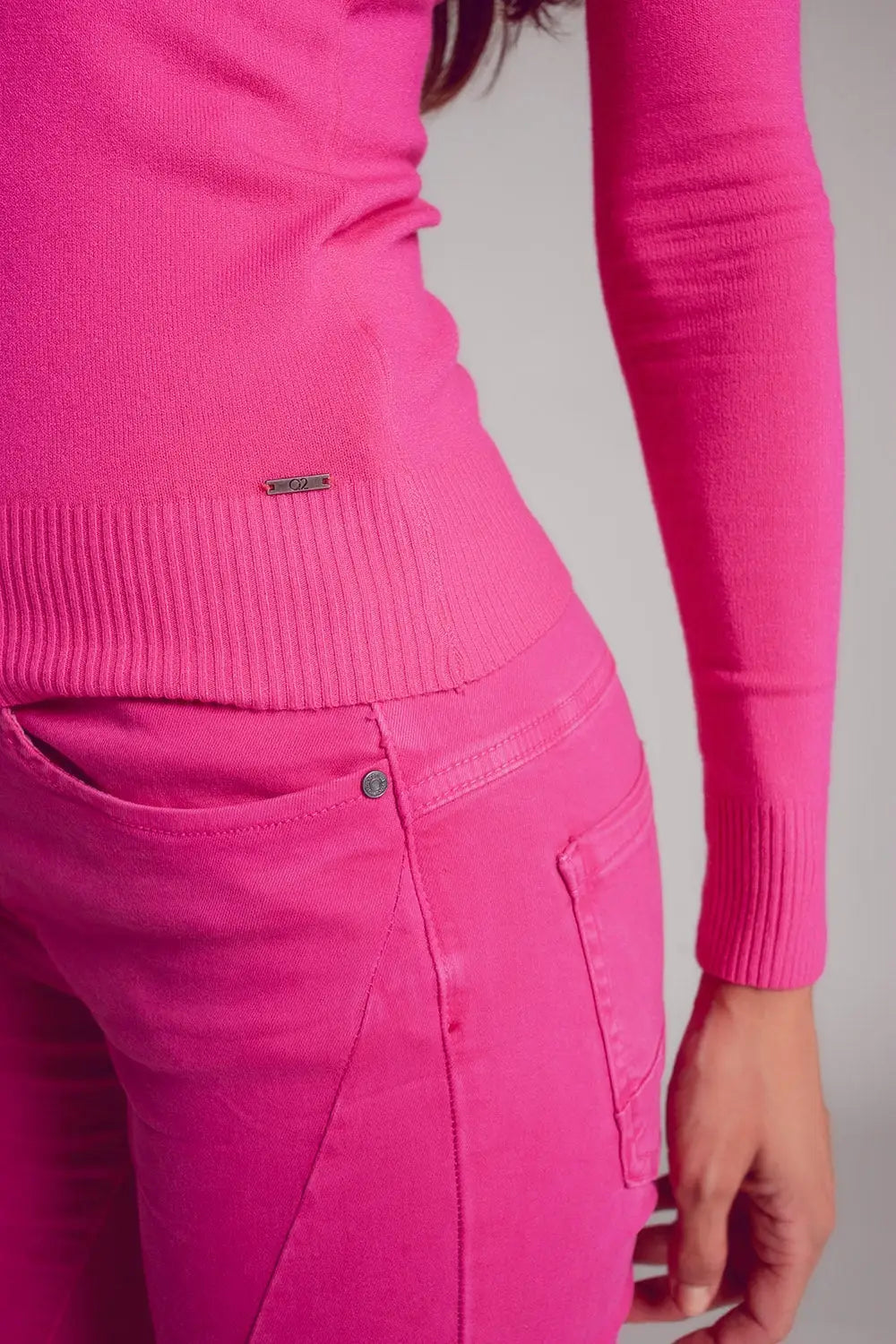 Fine knit high neck jumper in fuchsia - Sweaters