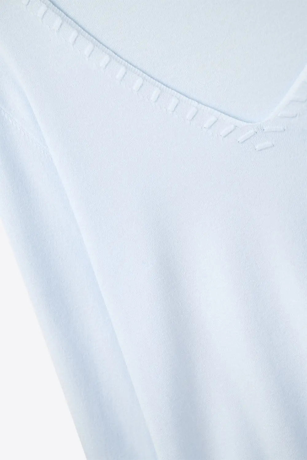 Fine Knit V-Neck Sweater with Decorative Neckline Detail in blue color - One Size / Blue
