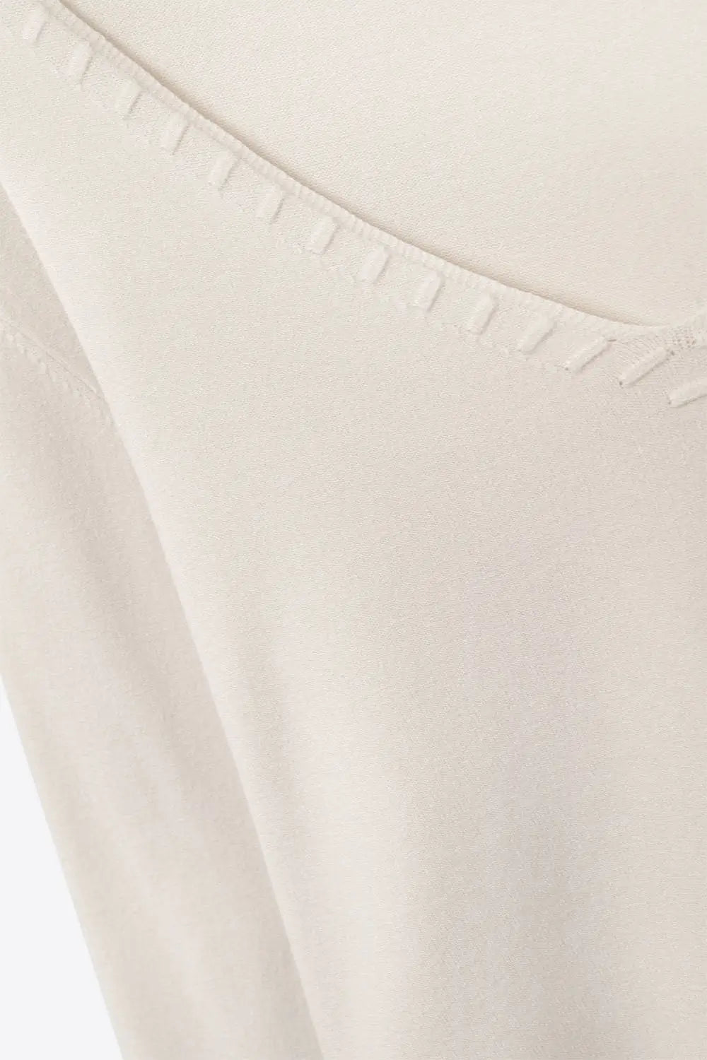 Fine Knit V-Neck Sweater with Decorative Neckline Detail in white color - One Size / White