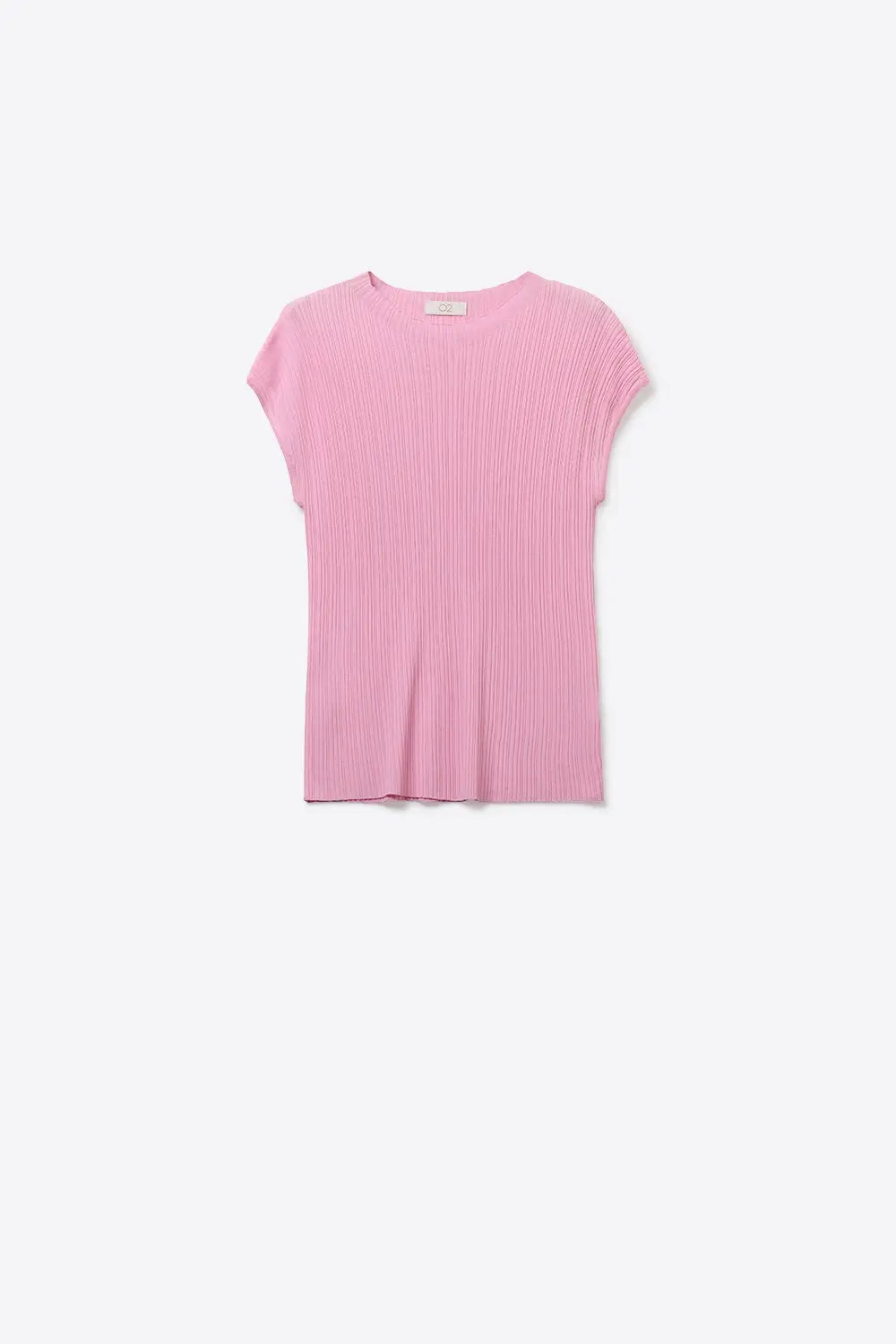 Q2 fine Ribbed Knit Top with sleveless in pink