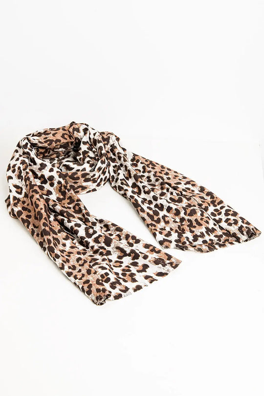Fine Woven Scarf In Leopard Print - One Size / Brown - Scarves & Hats