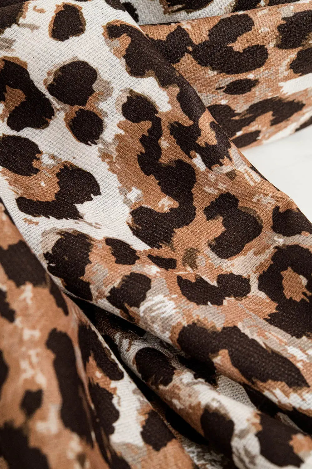 Fine Woven Scarf In Leopard Print - One Size / Brown - Scarves & Hats