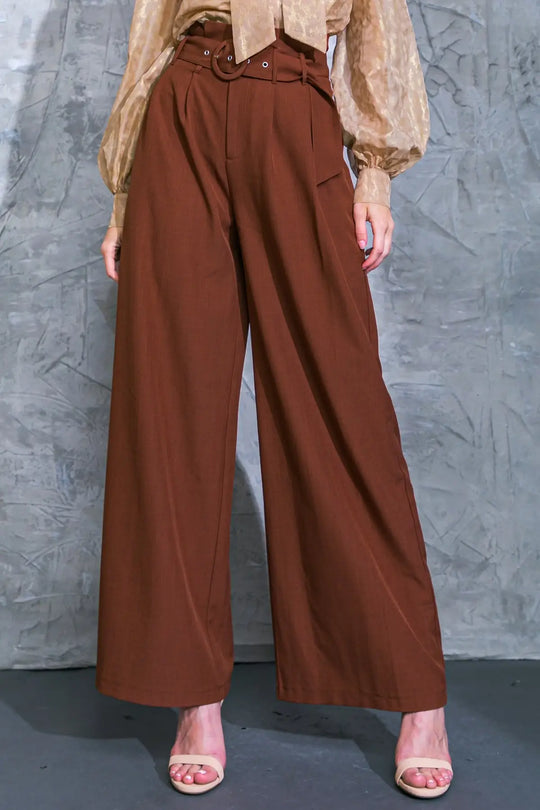 STARE DOWN THE PAST WOVEN PANTS - BROWN / S - PANTS