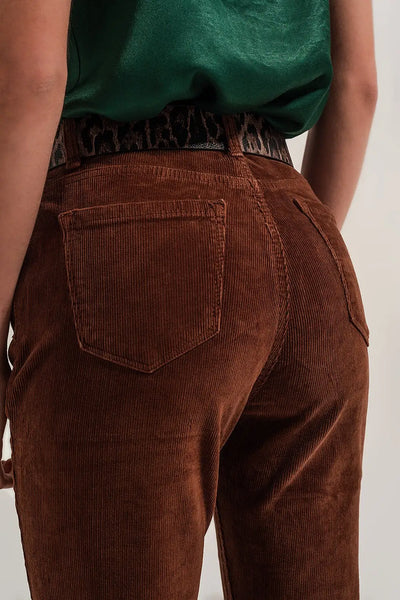 Flare corduroy pants in brown - Pants