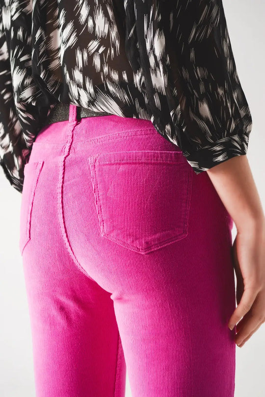 Flare corduroy pants in fucshia - Jeans