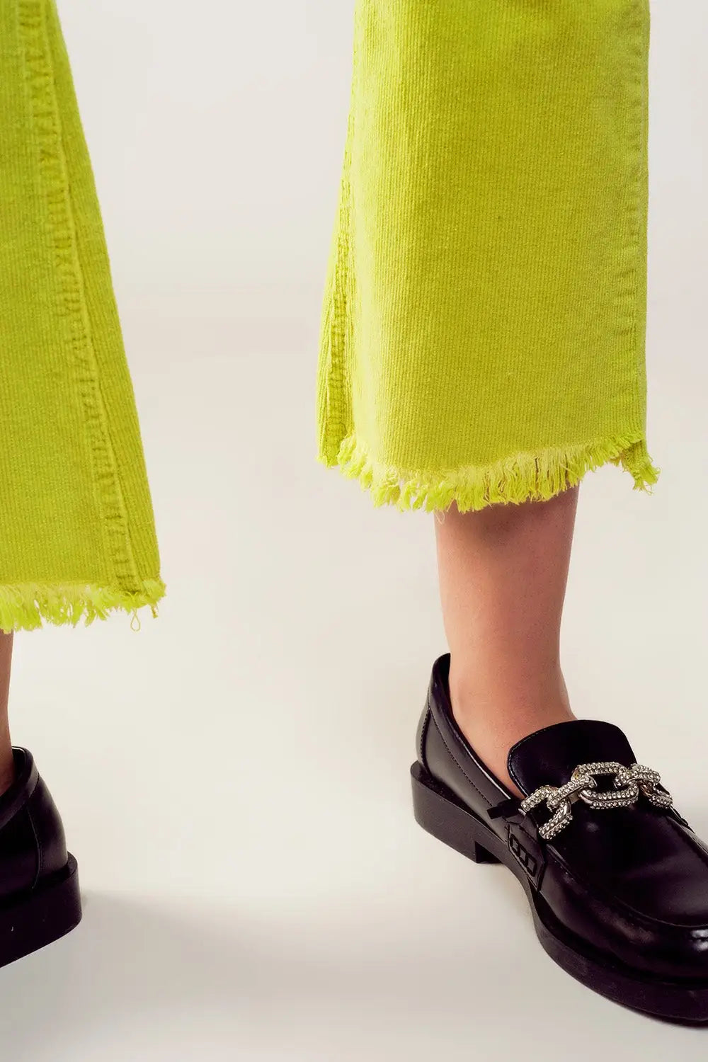 Flare corduroy pants in lime green - Jeans