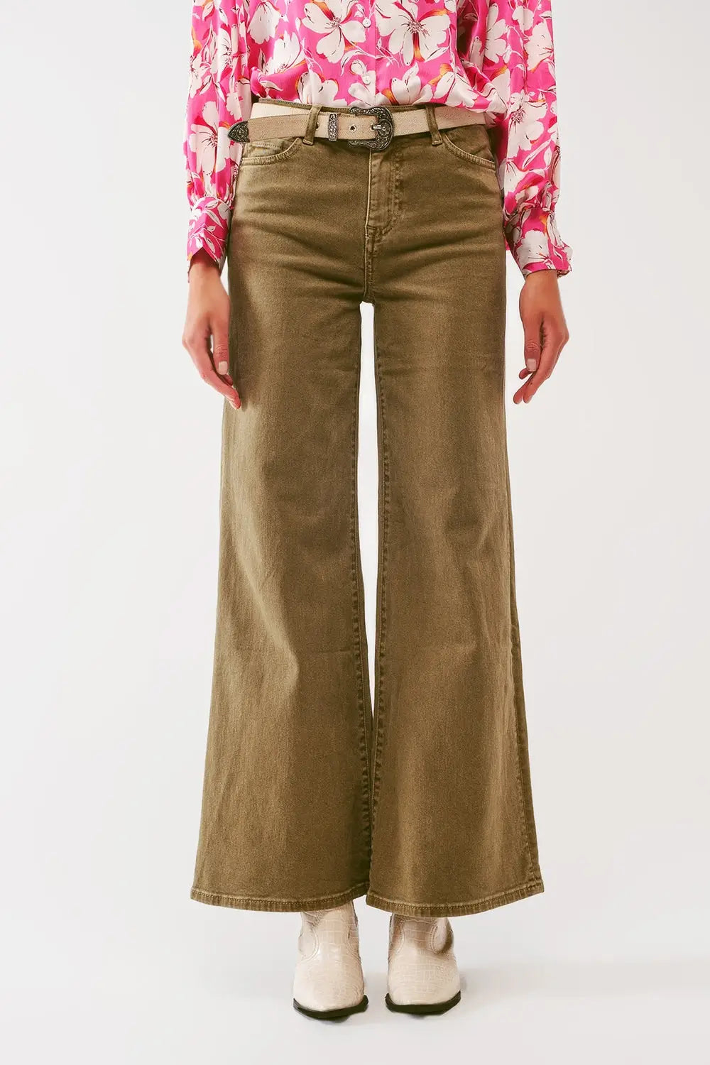 Flare Jeans in Khaki - Jeans