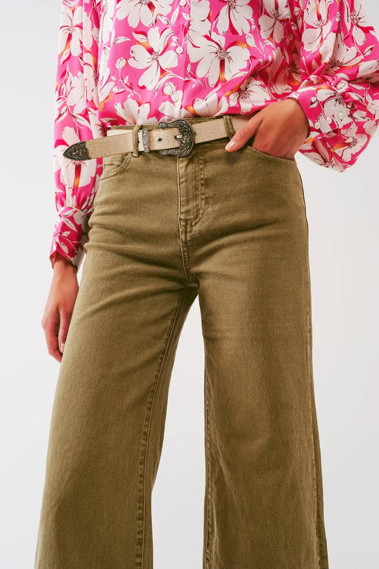 Flare Jeans in Khaki - Jeans