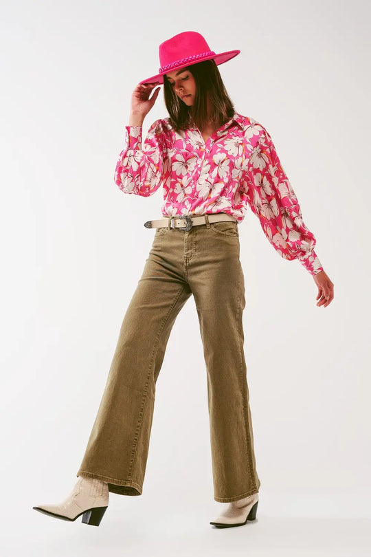 Flare Jeans in Khaki - Jeans