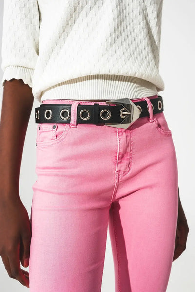 Flare jeans with raw hem edge in bubblegum pink - Jeans