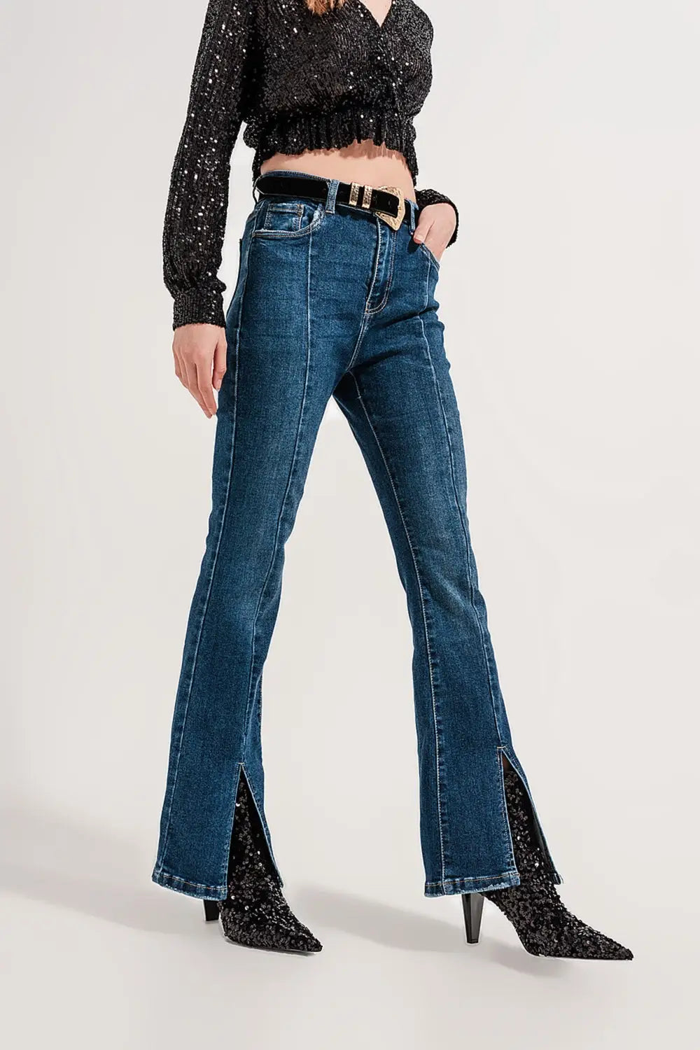 Flare jeans with split hem - Jeans