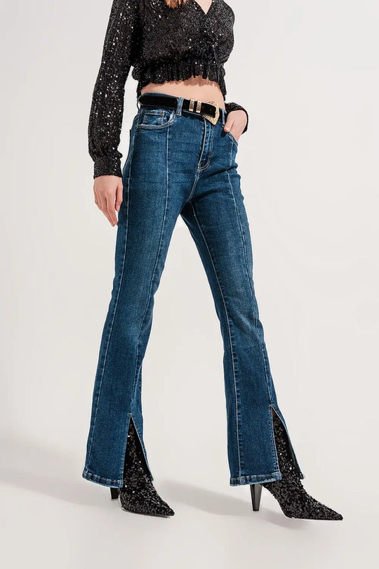 Flare jeans with split hem - Jeans