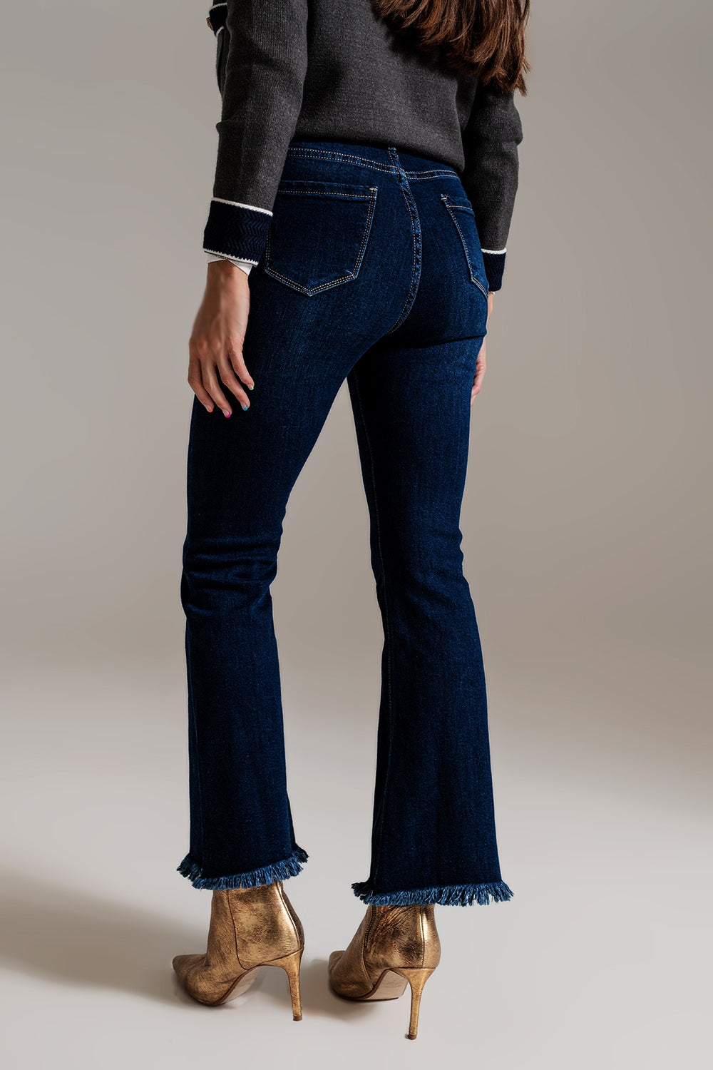 Flare leg skinny jeans in dark blue