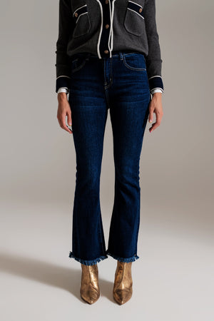 Q2 Flare leg skinny jeans in dark blue