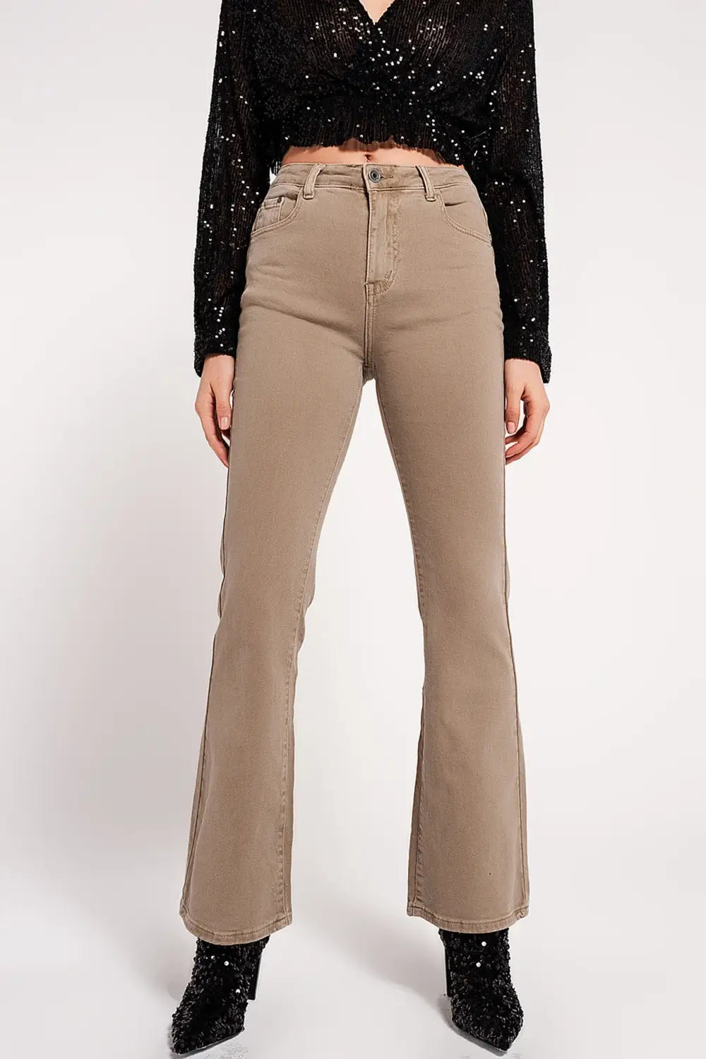 Flared jeans in beige - Jeans