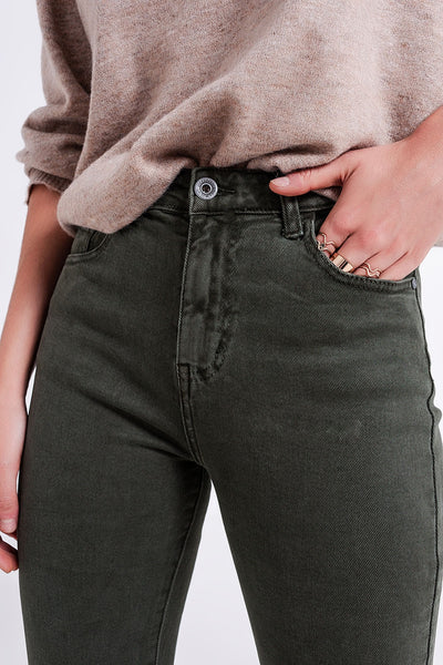 Flared jeans in olive