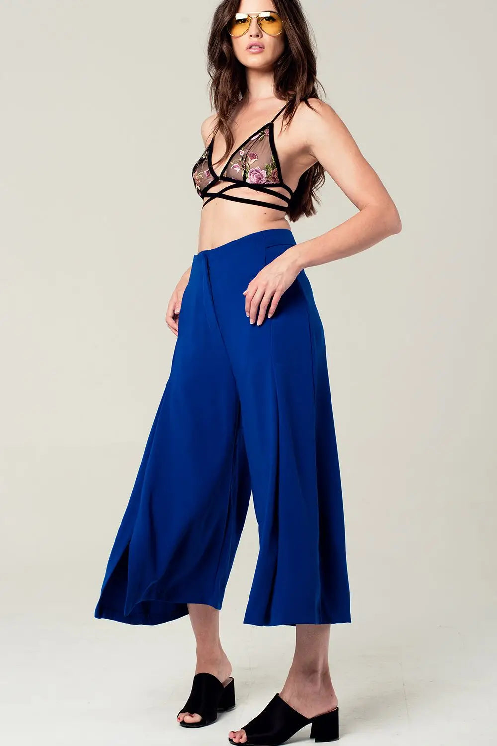 Floral mesh triangle bra in black - Lingerie