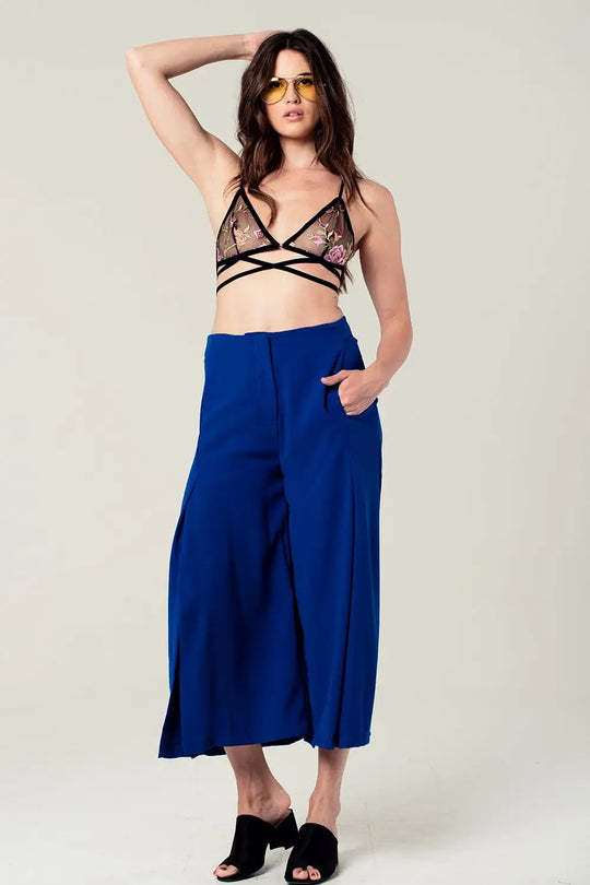 Floral mesh triangle bra in black - Lingerie