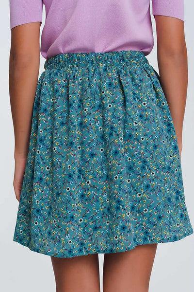 Floral mini skirt in green - Skirts