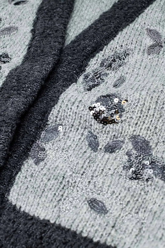 Flower Embroidered Knitted Vest in grey - One Size / Grey - Sweaters