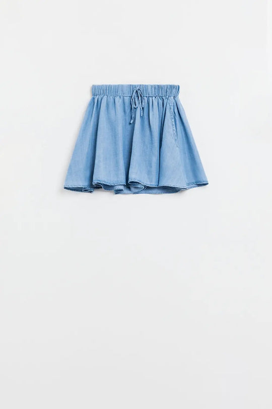 Flowing Tencel Denim Shorts With Side Pockets - Pants