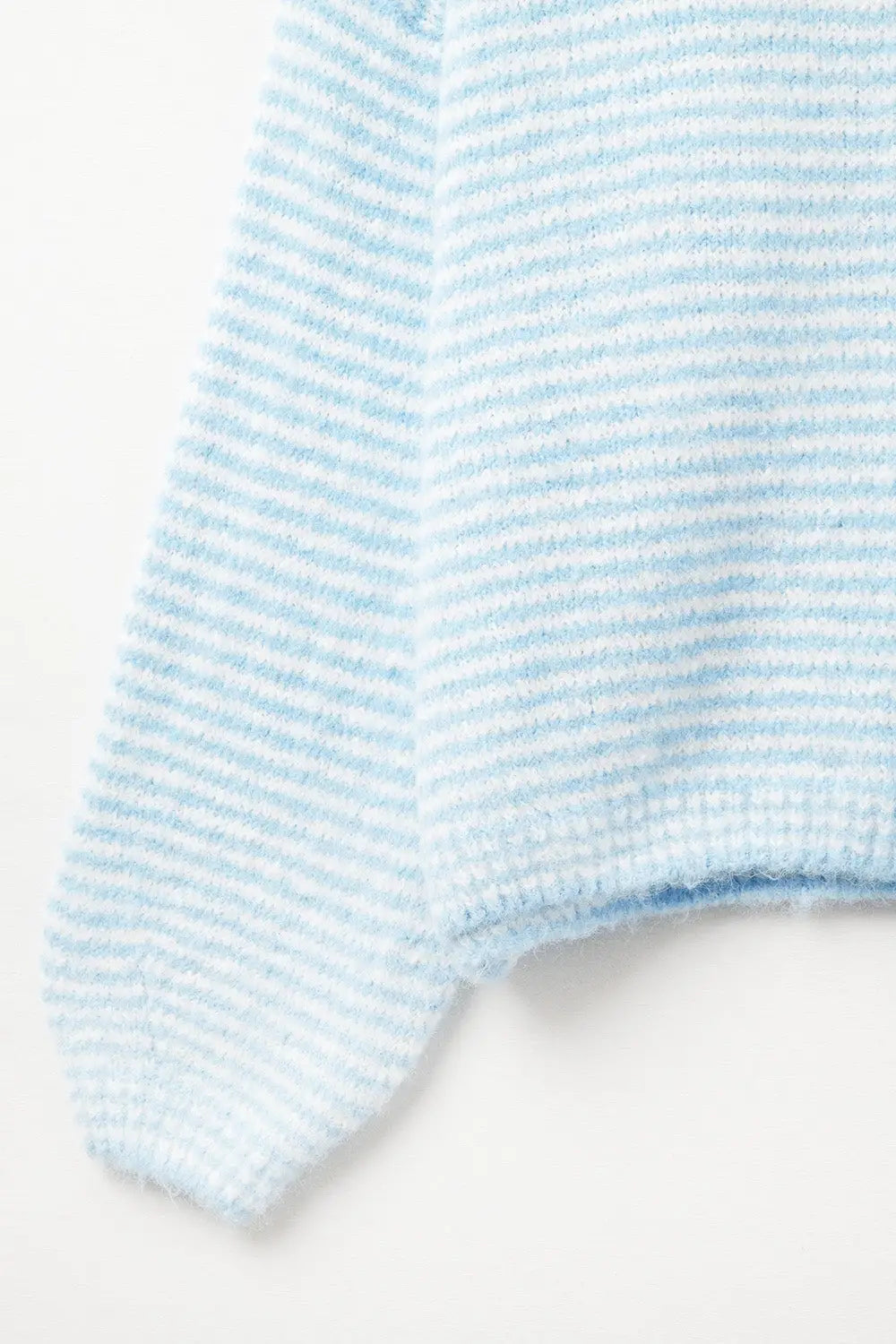 Fluffy striped sweater in baby blue - One Size / Blue - Sweaters