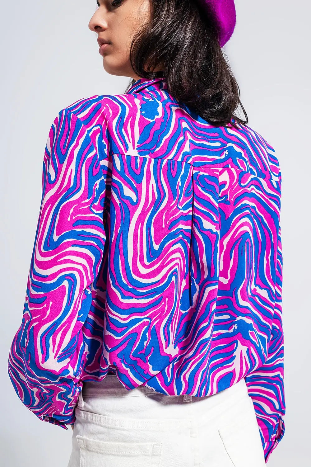 Fluid shirt in bright abstract purple - Shirts