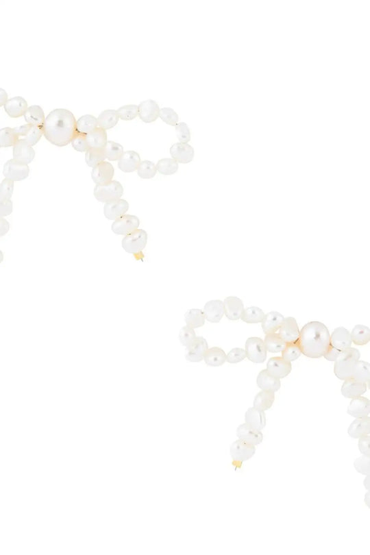Freshwater White Pearl Bow Post Earrings - Earrings