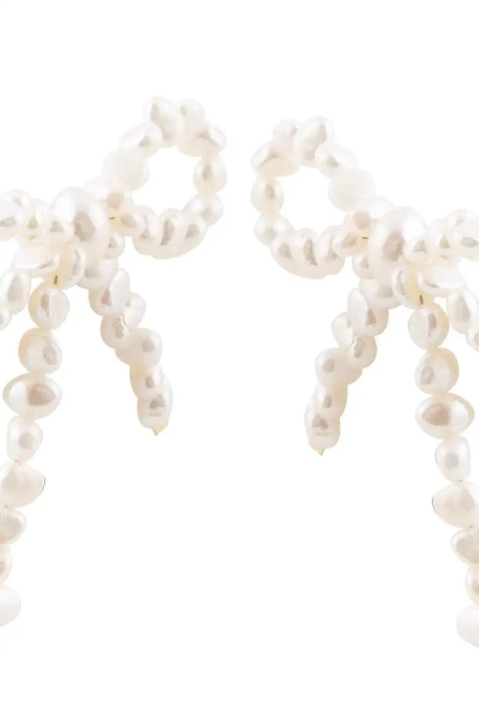 Freshwater White Pearl Bow Post Earrings - Earrings
